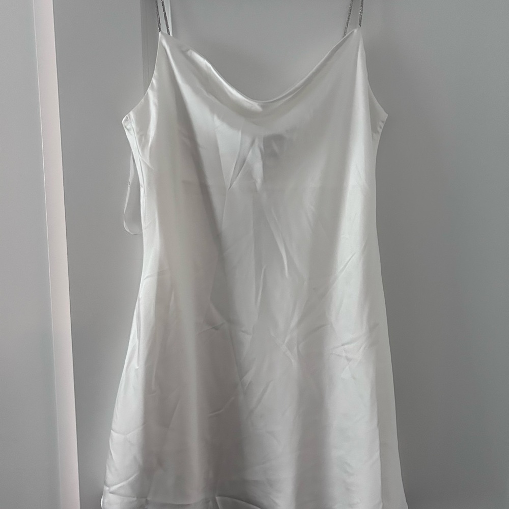 Elegant White Satin Slip Dress
